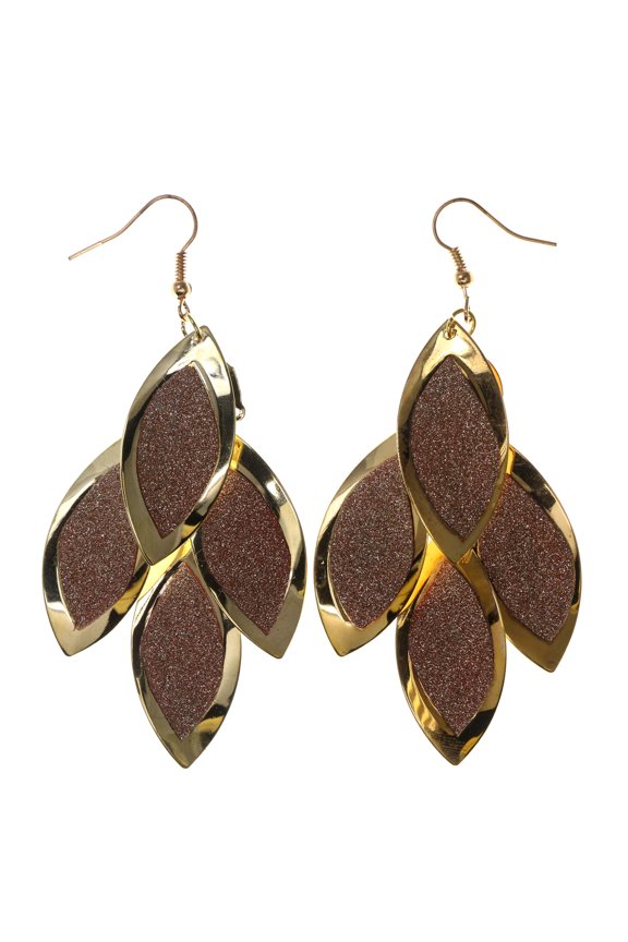 Gold-Tone & Peach Colored Metal Chandelier-Earrings #LQE2185