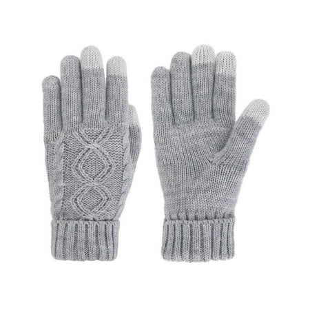 Women's Cable Knit 3 Finger Touchscreen Sensitive Winter Mitten (Best Three Finger Mittens)