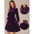 thumbnail image 2 of DARING DIVA Button Front Ruffle Vintage Flared Dress XS Dark Purple, 2 of 6