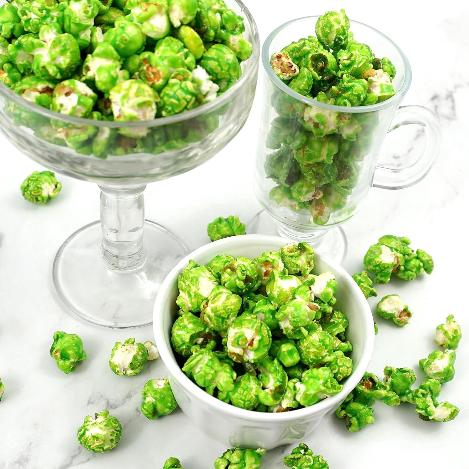 Green Popcorn Bucket with Scoop, 20 Ounce, Green Apple Flavored Popcorn Tub, Fresh Gourmet Popcorn, The Hampton Popcorn & Candy Company
