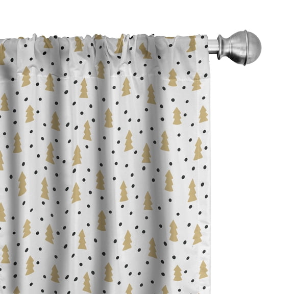 Ambesonne Christmas Curtains, Pine Trees Black Dots, Pair of 28"x95", Sand Brown Black White