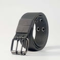 thumbnail image 2 of Jessboyy Canvas Belt for Men Double Prong Buckle Webbing Belts Stretchy Mens Belts for Hiking Outdoor Work Gray,Free Size, 2 of 7