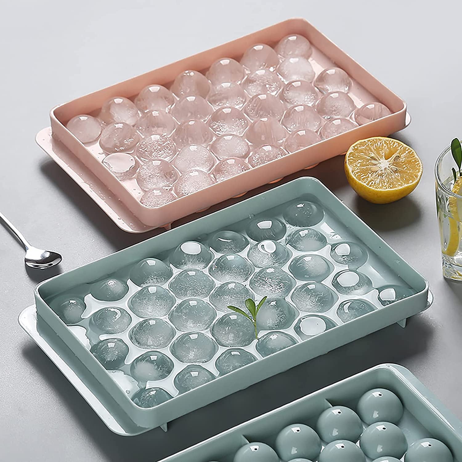 Ice Ball Maker, Round Ice Cube Mold, Easy Release 2.5” Whiskey Ice Mold  with Lid & Funnel, Silicone Ice Cube Tray for Cocktail & Bourbon1