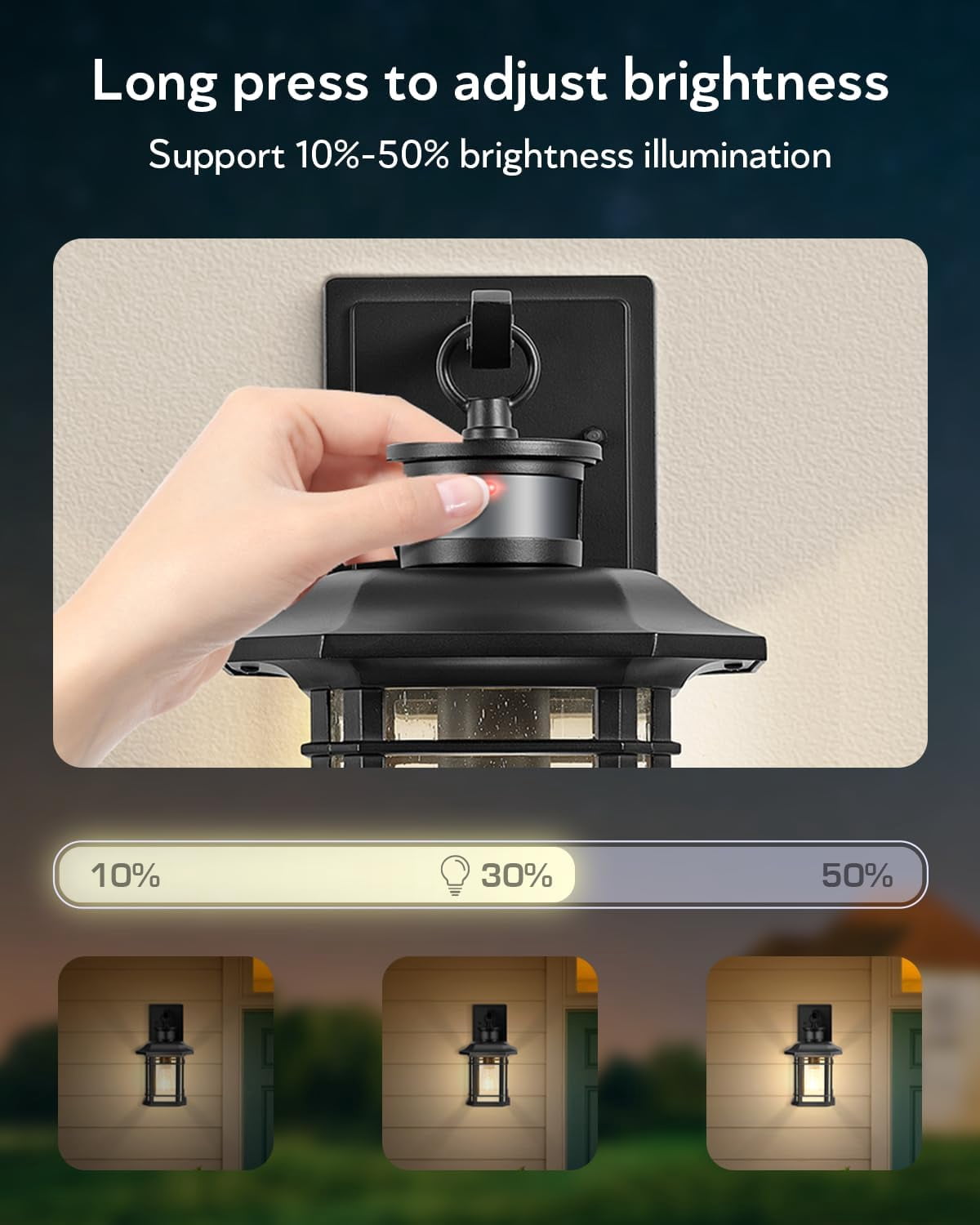 VIANIS Outdoor Wall Lantern With Motion Sensor, Dusk To Dawn Modern Exterior Porch Lights, Black 100% Aluminum Outdoor Wall Light For Garage Backyard
