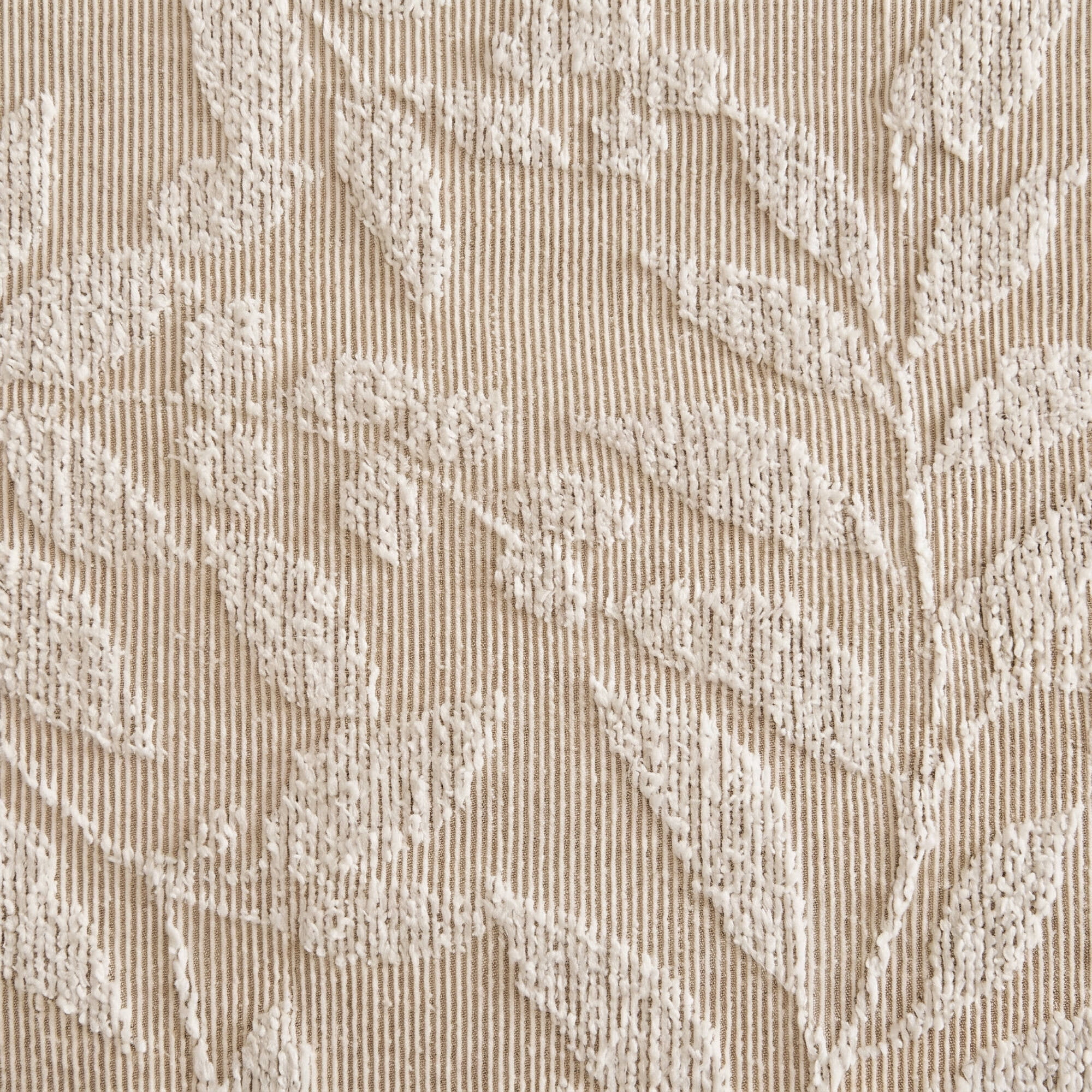 Cotton Blend Botanical Jacquard Shower Curtain, 72 x 72 in, Tufted Leaf Motifs, Machine Washable