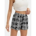 thumbnail image 5 of Womens Low Waisted Plaid Print Pajama Lounge Pants Elastic Cute Button Shorts, 5 of 6