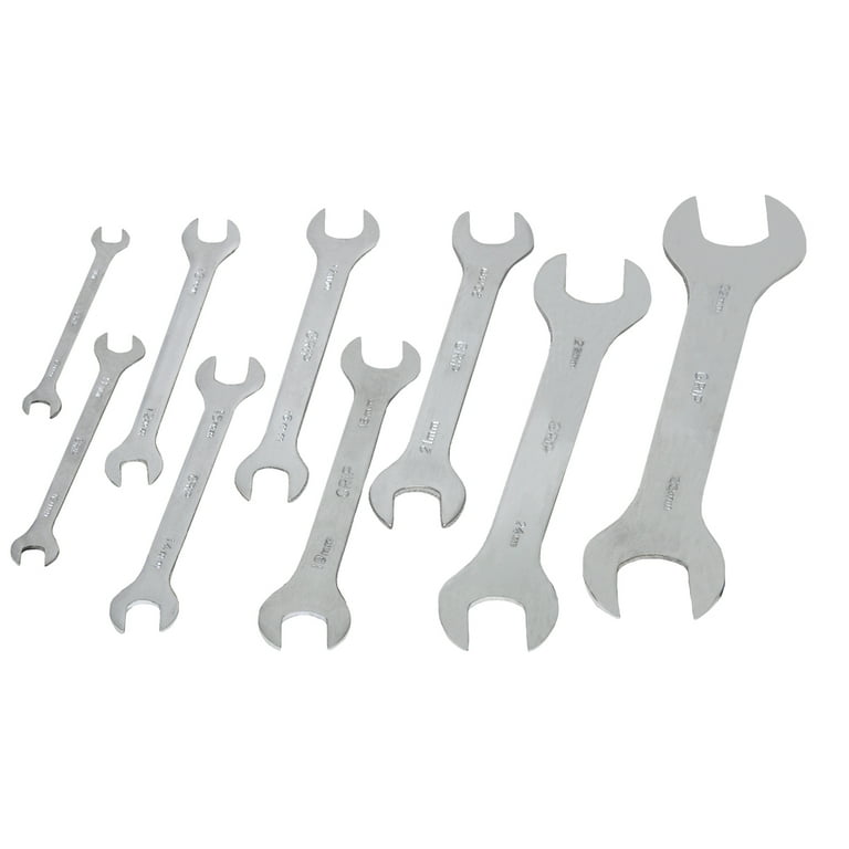 GRIP 9-Piece Super Thin Open End Wrench Set Metric - With Roll-Up Storage Pouch