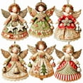 thumbnail image 2 of Christmas Ornaments, Vintage Angel Christmas Tree Decorations Set 6pcs Retro Hanging Figurines Holiday Ornament for Home Indoor Party Décor, 2 of 6