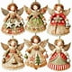 thumbnail image 2 of Set de adornos navideños vintage - 12 decoraciones colgantes de madera impresas con ilustraciones florales y de encaje para el árbol navideño de la granja bohemia, 2 of 6