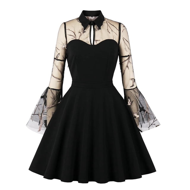 Vestido IWEMEK con estampado floral bordado vintage de los años 50, 4XL