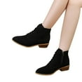 thumbnail image 1 of Bottines en Daim à Lacets pour Femmes Zip Up Bootie Bas Talon Pointu Chaussures à Bout, 1 of 5