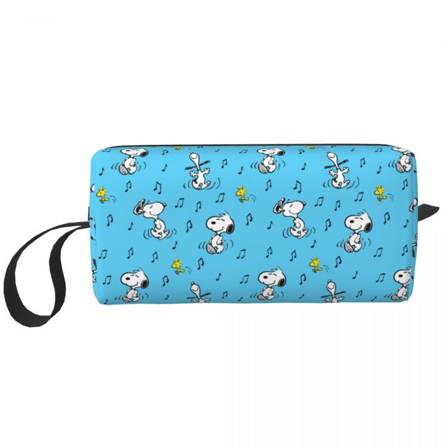 Neceser personalizado con diseño de Peanuts Charlie Brown Raking Leaves para mujer, estuche de maquillaje de gran capacidad, neceser de almacenamiento de artículos de belleza