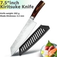 thumbnail image 3 of Kitchen Knife 7.5inch Kiritsuke Knives with Sheath,Stainless Steel Sharp Forged Hammered Blade Non-Stick Fruit Slicer Vegetable Slicing Santoku Chef Knife Cutter Cooking Tool, 3 of 7