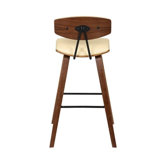 29â€ Cream Faux Leather Mid Century Modern Bar Stool
