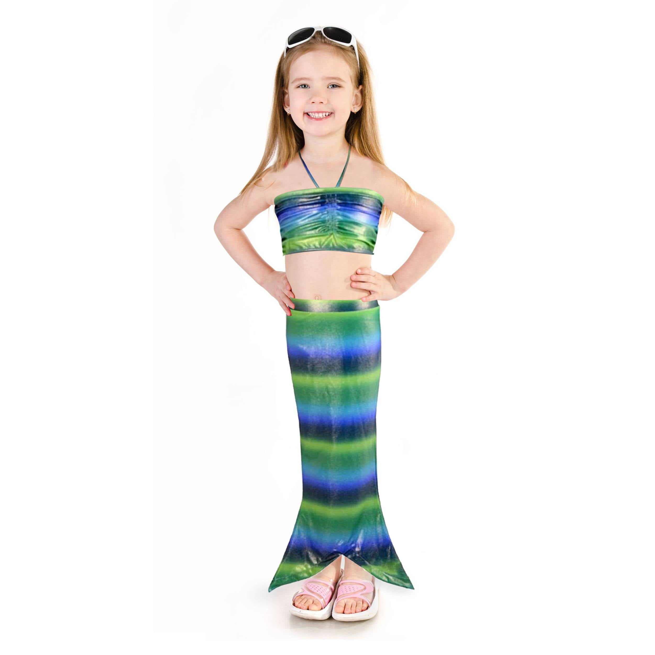 Girls Mermaid Swimsuit - BlueGreen Ombre -L - Walmart.com