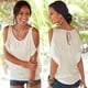 thumbnail image 2 of Blusa holgada de manga corta con cuello redondo y hombros descubiertos para mujer, 2 of 4