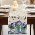 thumbnail image 3 of Table Runners 72 Inches Long Dress Scarves, Hello Spring Farmhouse Kitchen/Dining Table Runner, Coffee Tablerunners, Pastoral Purple Bottle Floral Rustic Burlap 18x72 Inch, 3 of 9