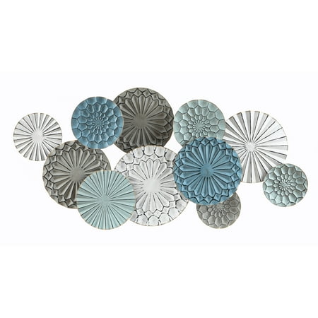 LuxenHome Multi-Color Metal Floral Layered Plates Wall Art