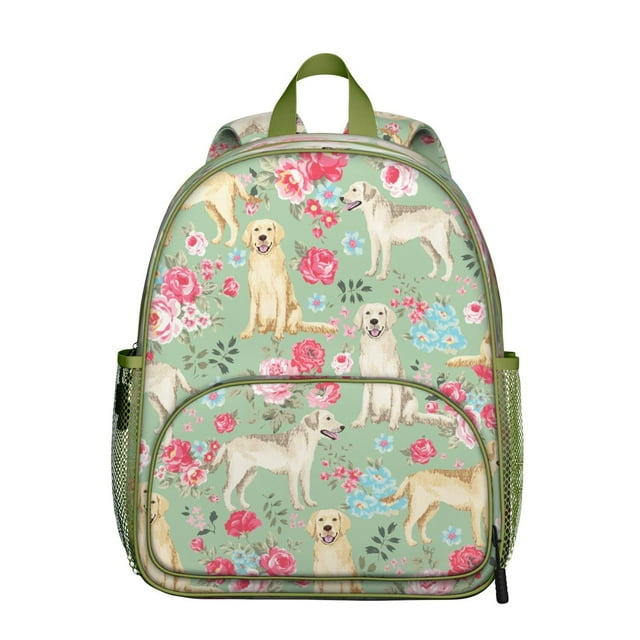 Dog Print Student Backpack – Cute Puppy Paw Pattern with Cartoon Bone and Tail Design, Artistic Watercolor Style for School