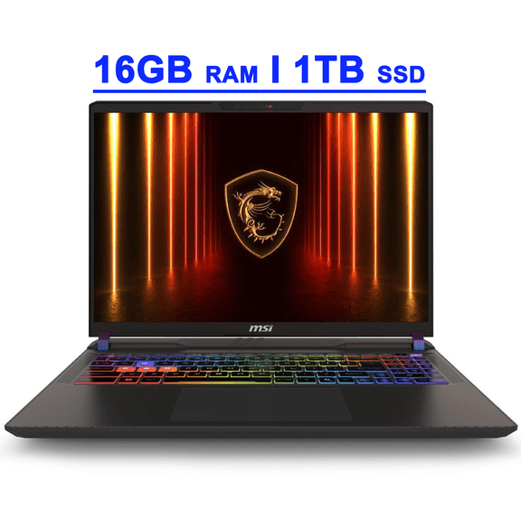 MSI Vector 16 HX AI Premium Gaming Laptop 16" QHD  (2560 x 1600) 240Hz Intel 24-core Ultra 9 275HX (>i9-14900HX) 16GB RAM 1TB SSD GeForce RTX 5080 16GB (Up to 1334 AI TOPS) RGB Backlit Wi-Fi7 Win11