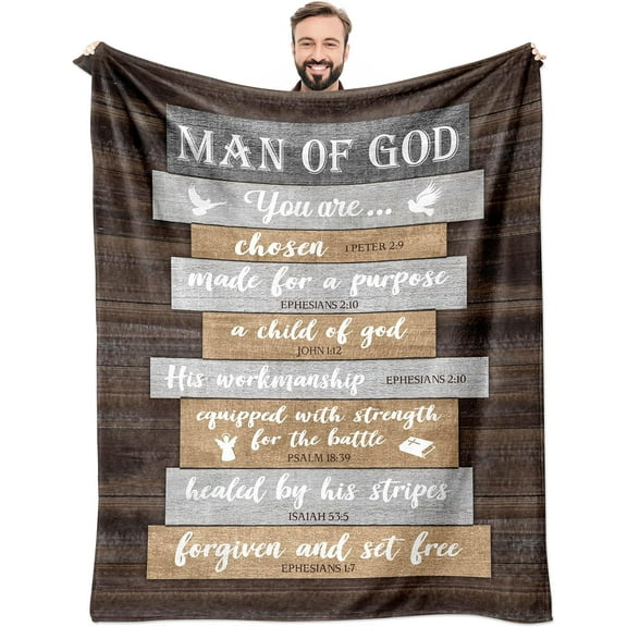 LHSHID Christian Gifts for Men Religious Gifts for Men Spiritual Gifts Catholic Gifts for Men Bible Verse Gifts Inspirational Gifts Encouragement Gifts for Men Throw Blanket 50"x60"