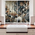 thumbnail image 3 of Ambesonne Abstract Kitchen Curtains, Surreal Swirling Posh Art, 55"x36", Dark Slate Blue and Tan, 3 of 3