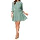 thumbnail image 1 of Vestido de mujer Inspire Chic con estampado de estrellas y puntos, cuello de solapa, volantes y mangas 3/4, color verde, 1 of 6