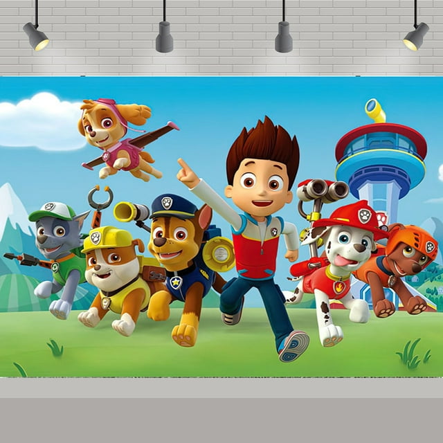 PAW Patrol Birthday Party Backdrop | Photo Banner | Birthday Theme Decoration (Color-8,W:59" L:83")
