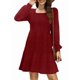 thumbnail image 2 of Vestido Estilo Babydoll Informal de Otoño con Cuello Cuadrado y Larga para Mujer. Vino Tinto M, 2 of 7