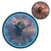Voice Activated Clock with Glow Light 12 Inch Large Silent Wall Clock Battery Operated for Home Decor Majestic Powerful Lion