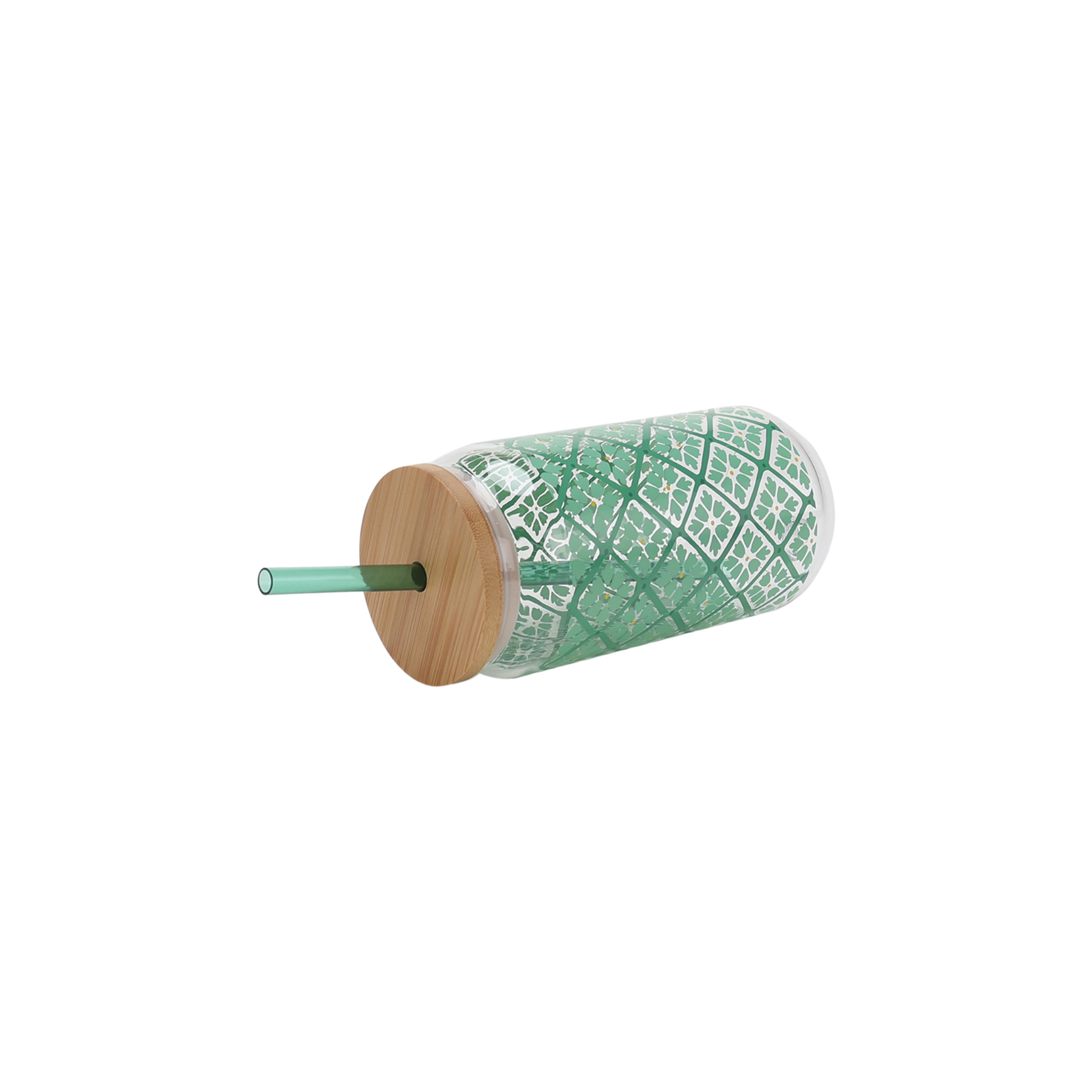 Mainstays by Becky G. & Alejandra 20-Ounce Acrylic Can Shape Tumbler, Green Tile Pattern