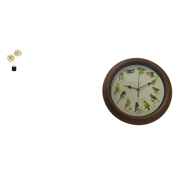 Reloj de pared con estatua de hoja, obra decorativa, canto de pájaros, alarma, hierro, madera, vidrio, escultura minimalista, adecuado para sala de es