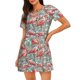 thumbnail image 1 of Balery Pink Flamingo Camisón de manga corta con cuello redondo para mujer, cómodo y elegante., 1 of 6