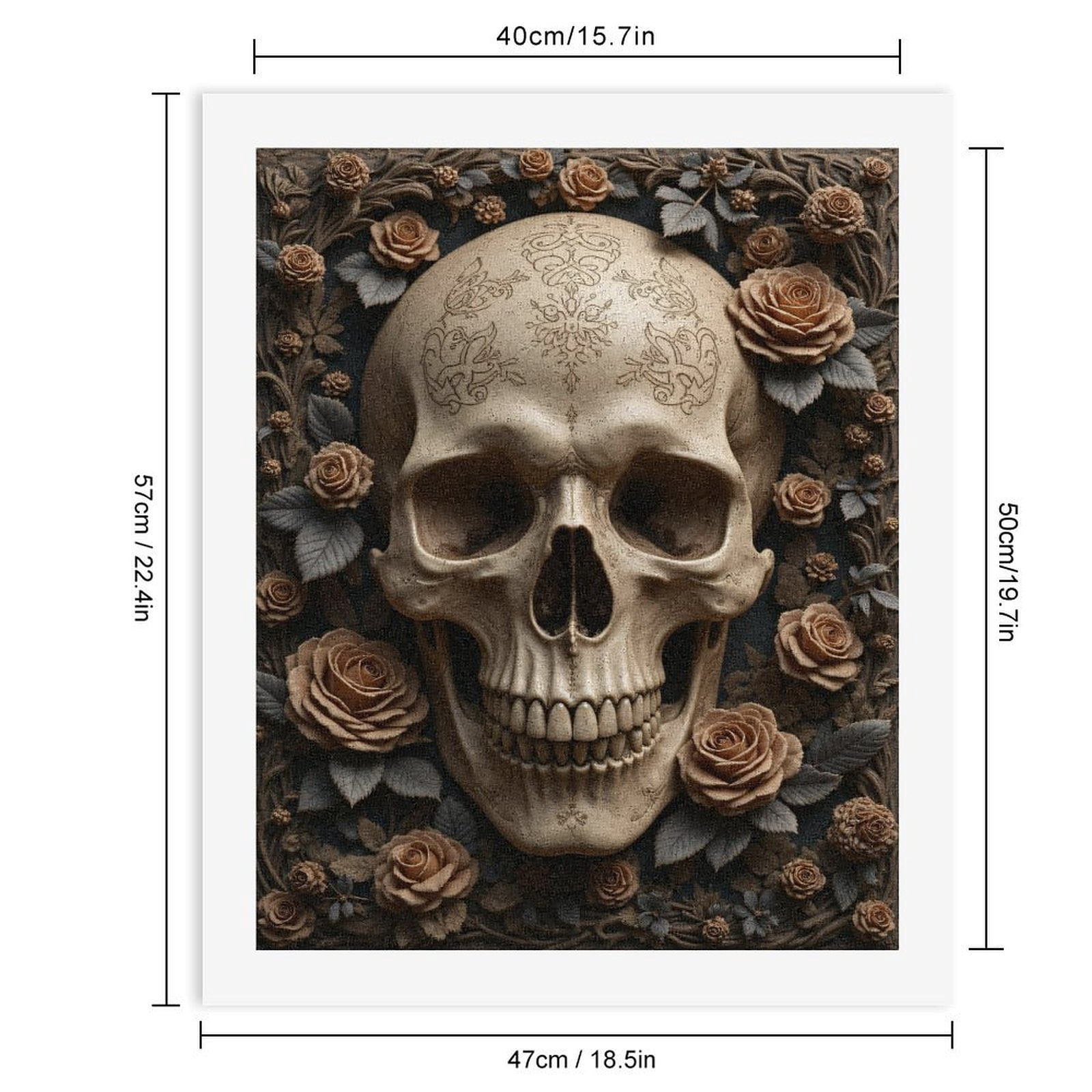 Paint By Numbers Kit for Adults Beginner - DIY Ornate Skull Rose Frame Art Canvas Painting Kits for Adults, Frameless Paint By Number for Adults for Home Wall Decor 16x20 Inch