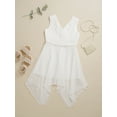 thumbnail image 3 of DPOIS Kids Flower Girl Dress V Neck Sleeveless Bridesmaid Dress White 10, 3 of 7