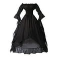 thumbnail image 5 of Adeawade Spring Dresses For Women V Neck Trumpet Sleeve Irish Shirt Dress With Corset Traditional Dress Gothic Retro Long Sleeve Corset Dress Elegant Wear 3Xl Black, 5 of 5