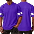 thumbnail image 5 of GrmtClth Shirt for Men Breathable Short Sleeve Tops Athletic V-Neck T-Shirt Fashion Color-Block Clothing Striped Purple XL, 5 of 5