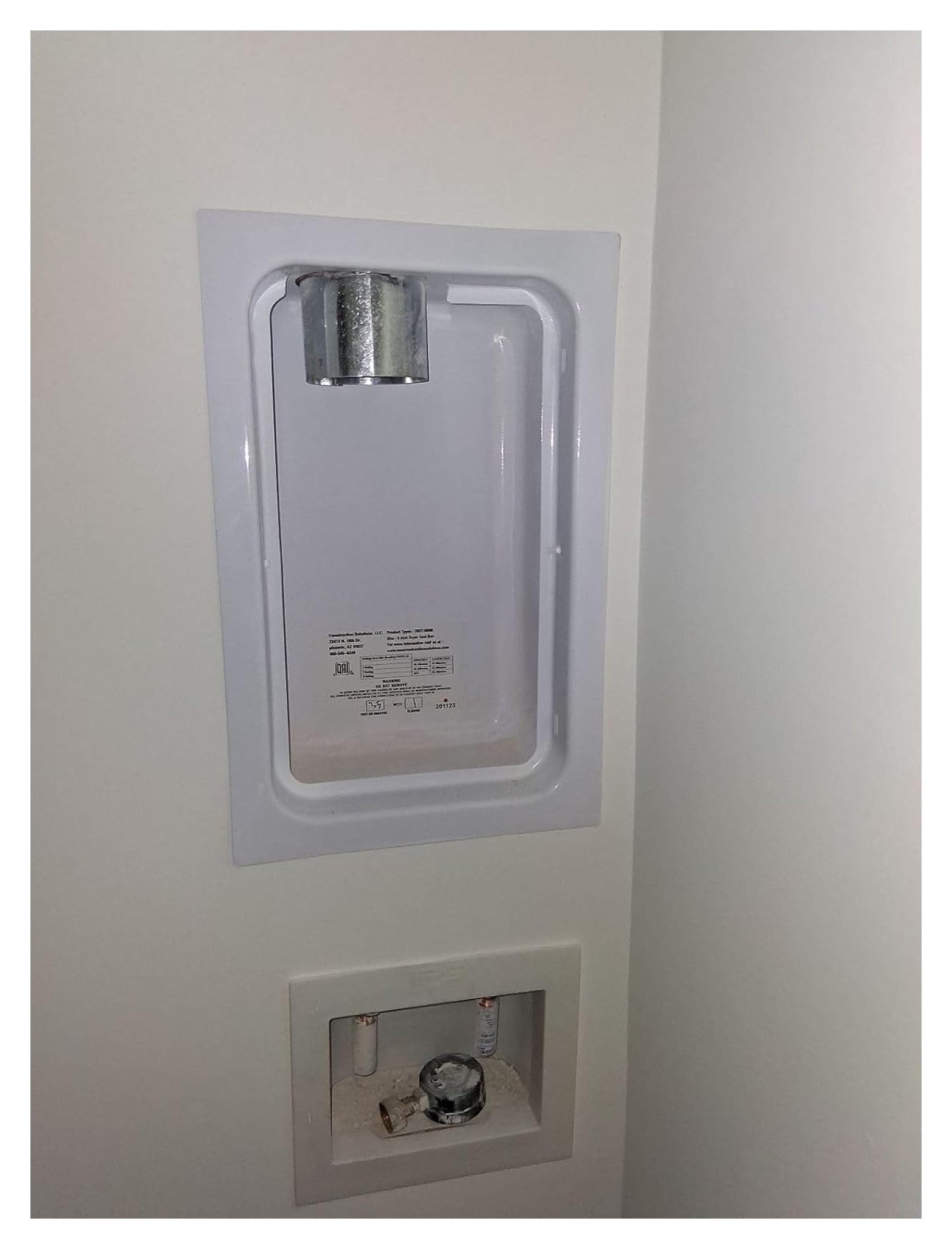 Dryer Vent Box 6 Inch - Metal Wall Vent for Dryer - 2x6 Framing - White Powder Coated - with Snap-On Trim Ring - Down Venting Compatible
