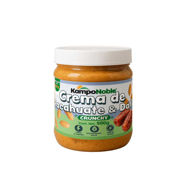 Crema de Cacahuate Tostado & Datil KampoNoble CRUNCHY CACAHUATE TOSTADO DATIL DESHIDRATADO DULCE