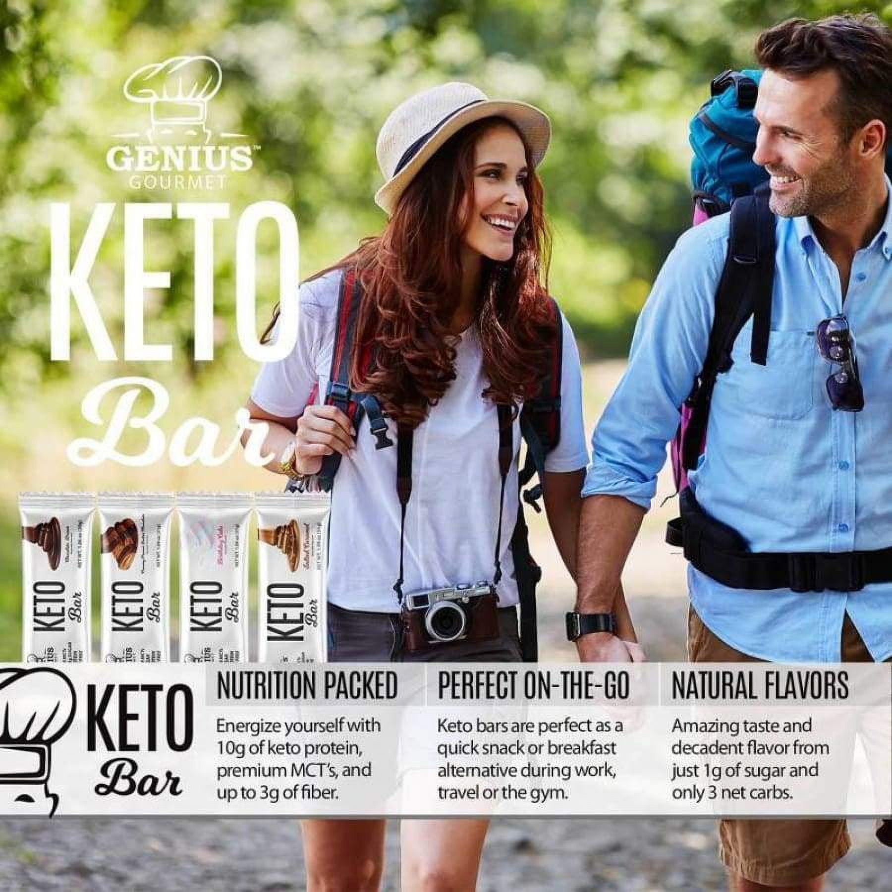 Genius Gourmet Keto Protein & Snack Bars - Salted Caramel (10 Bars)