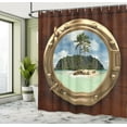 thumbnail image 5 of Ambesonne Tropic Shower Curtain, View of Deserted Island, 69"Wx75"L, Brown Yellow Green, 5 of 5
