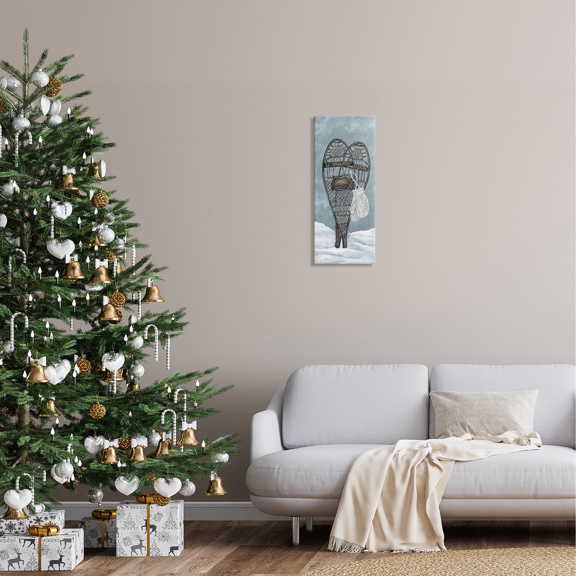 Stupell Industries Snowshoes & Winter Gloves Holiday Painting Gallery Wrapped Canvas Print Wall Art, 10 x 24