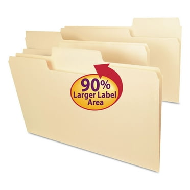 Smead SuperTab Reinforced Guide Height Top Tab Folders, 1/3-Cut Tabs, Legal Size, 11 pt. Manila, 100/Box (15395)