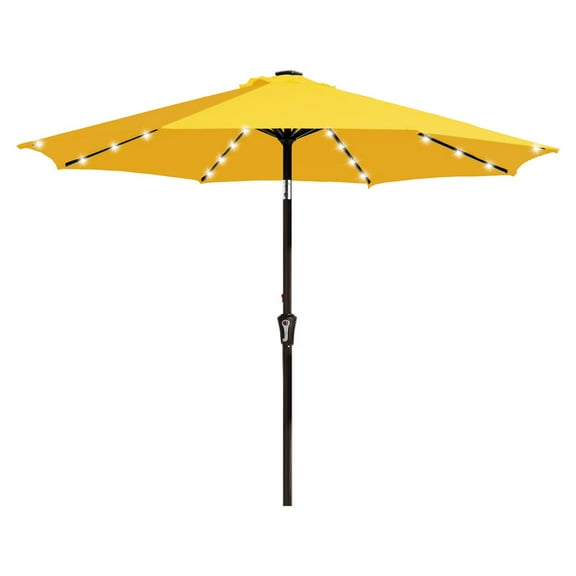 9ft Patio Market Umbrella with LED Lights,Crank & Tilt