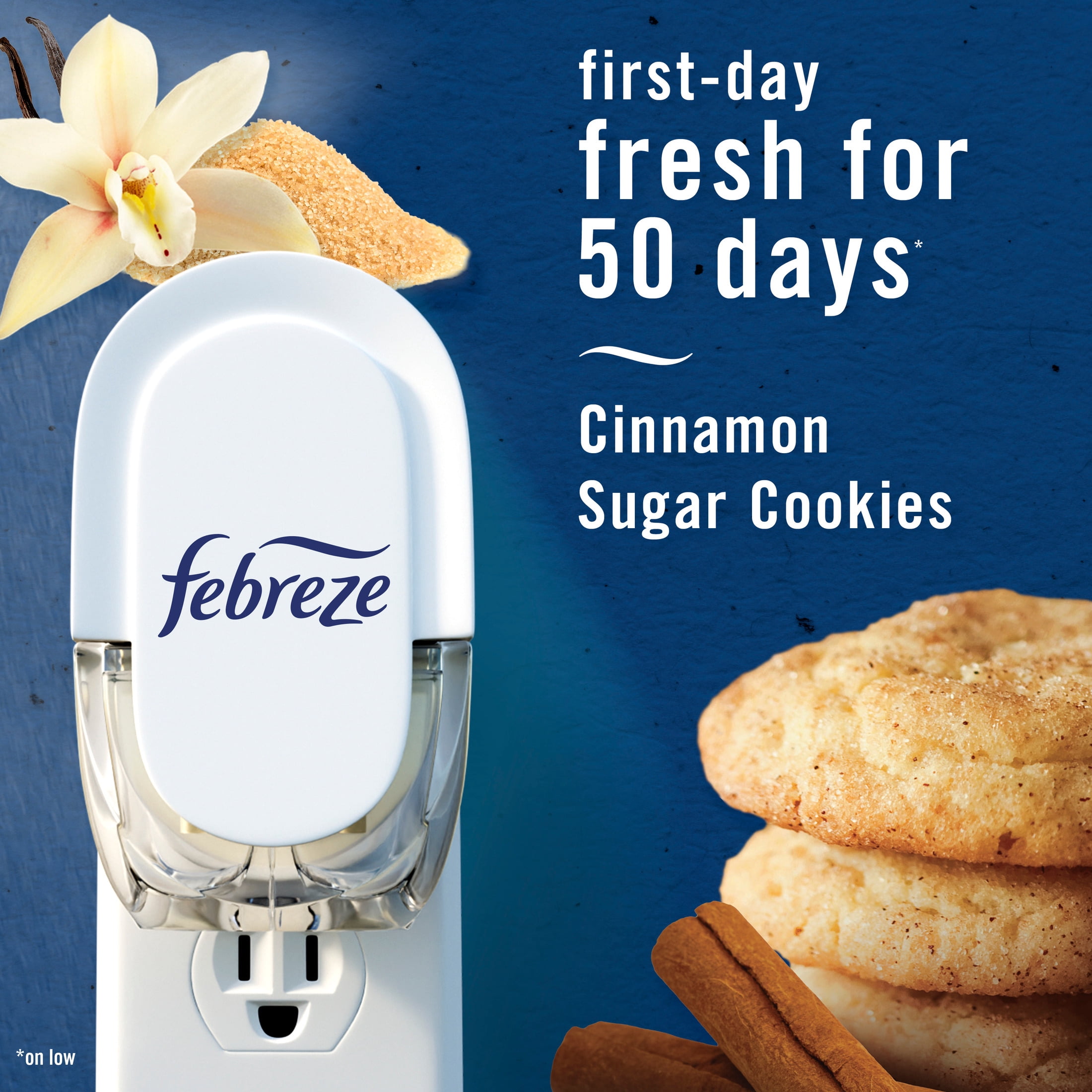 Febreze Odor-Fighting Plug in Air Freshener, Scented Oil Refill, Cinnamon Sugar Cookie Scent, 2 Refills