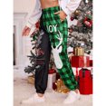thumbnail image 4 of Pantalones de reno navideños para mujer Estampado a cuadros Cintura alta Algodón suave y agradable para la piel Pantalones navideños de poliéster para citas Navidad Verde L, 4 of 8