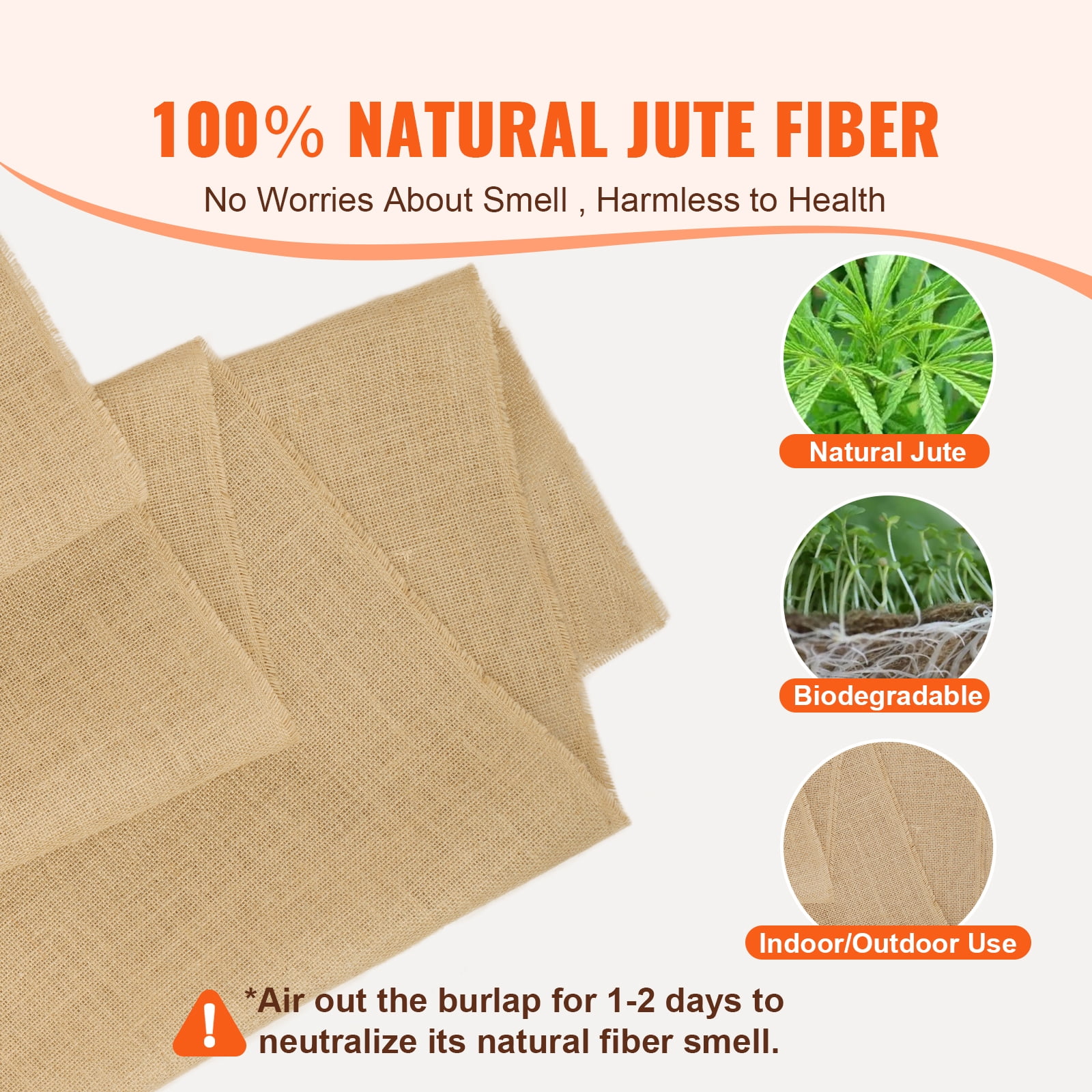 KFFKFF Natural Jute Burlap Roll, 40” x 30 ft & 50 x 50 High Density, Wide for DIY, Decorations, Weddings, Gardening, and Winter Plant Protection
