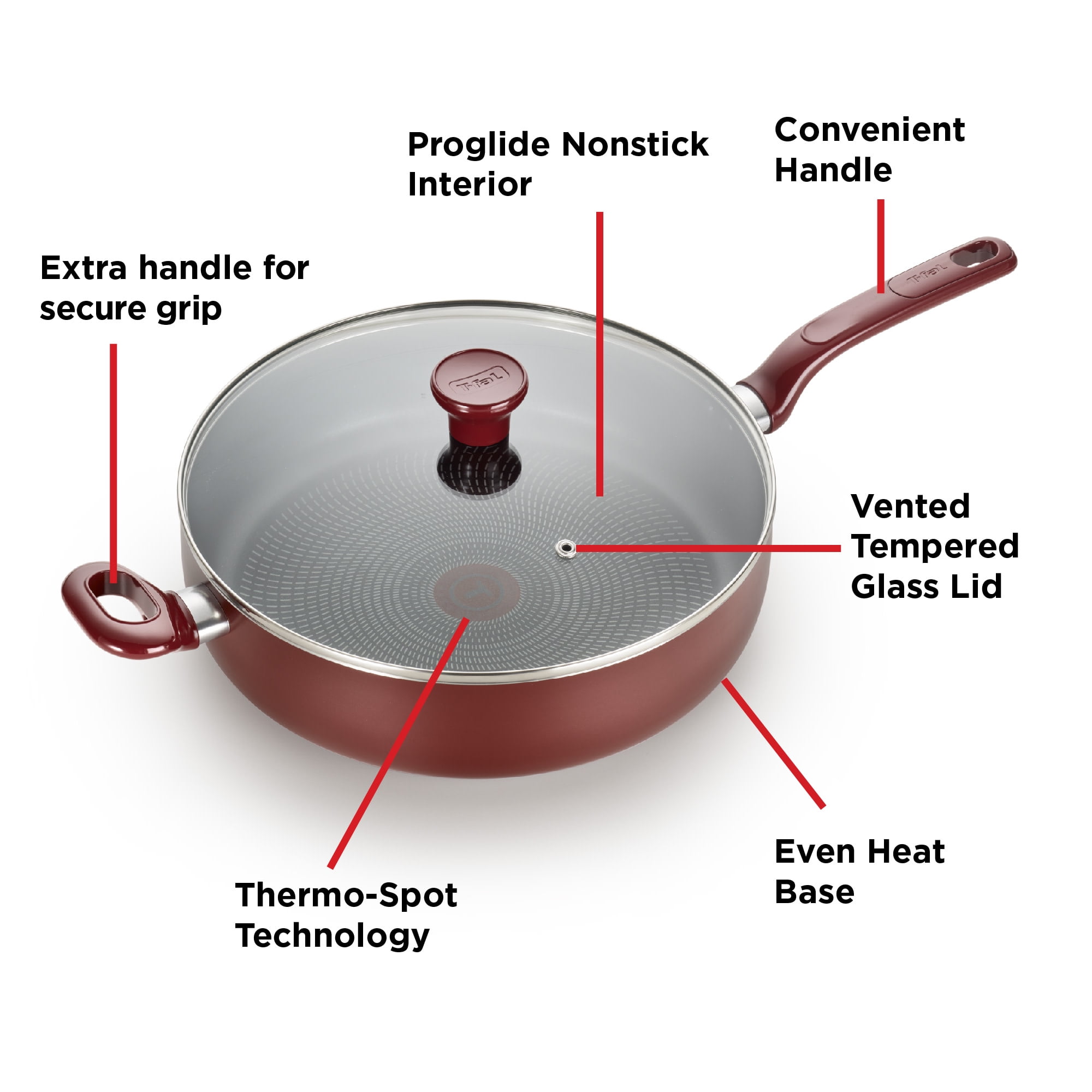 Tramontina EveryDay 5 Qt Aluminum Nonstick Covered Jumbo Cooker – Red 