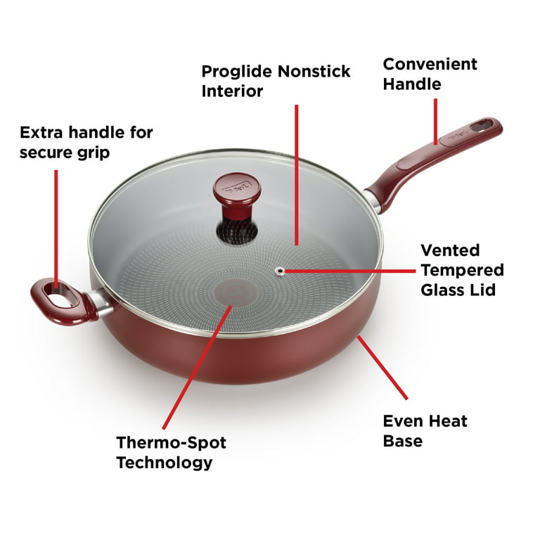T-fal Easy Care Nonstick Cookware, Jumbo Cooker, 5 Quart, Red, B0898264