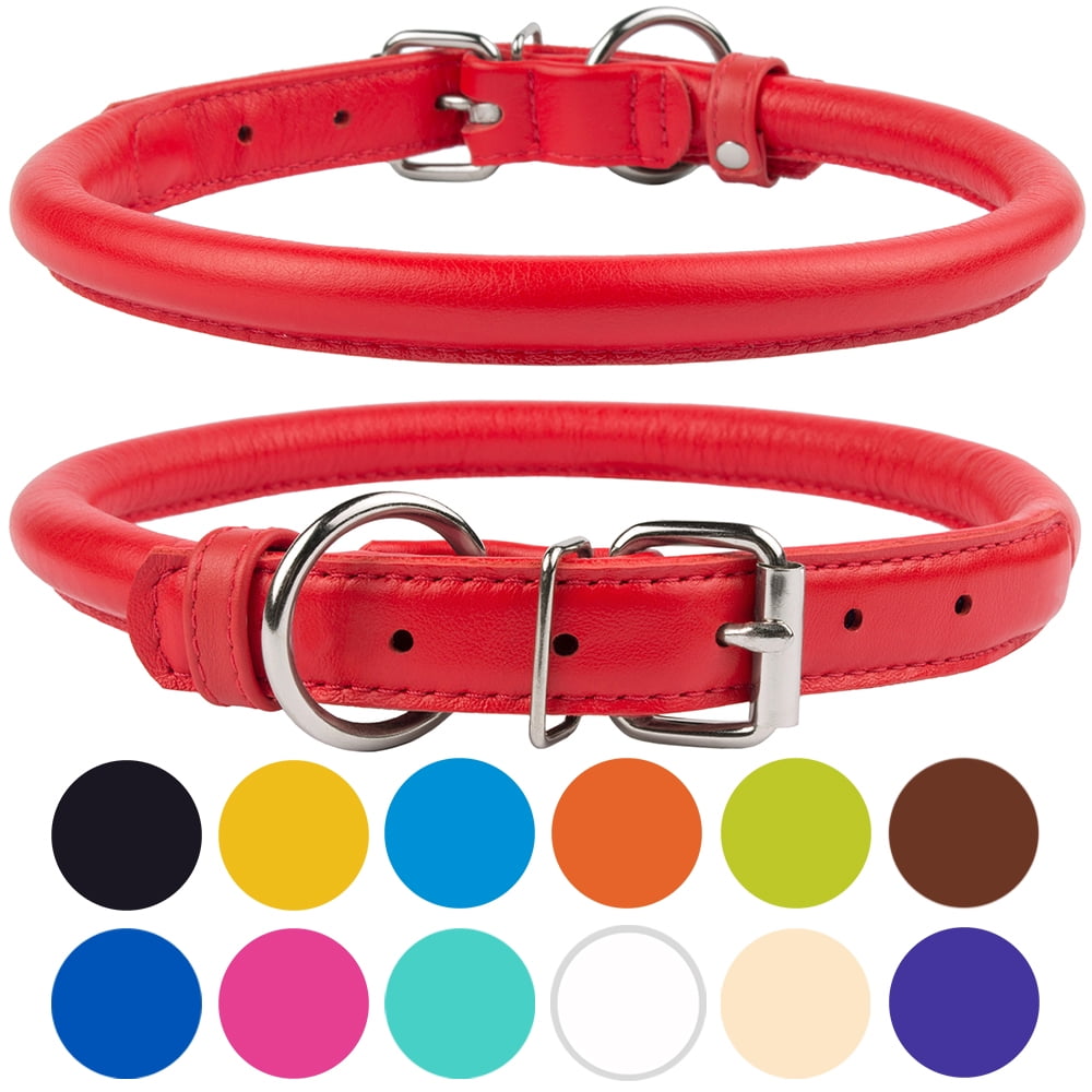 Rolled Leather Dog Puppy Collar X Small, Red - Walmart.com - Walmart.com